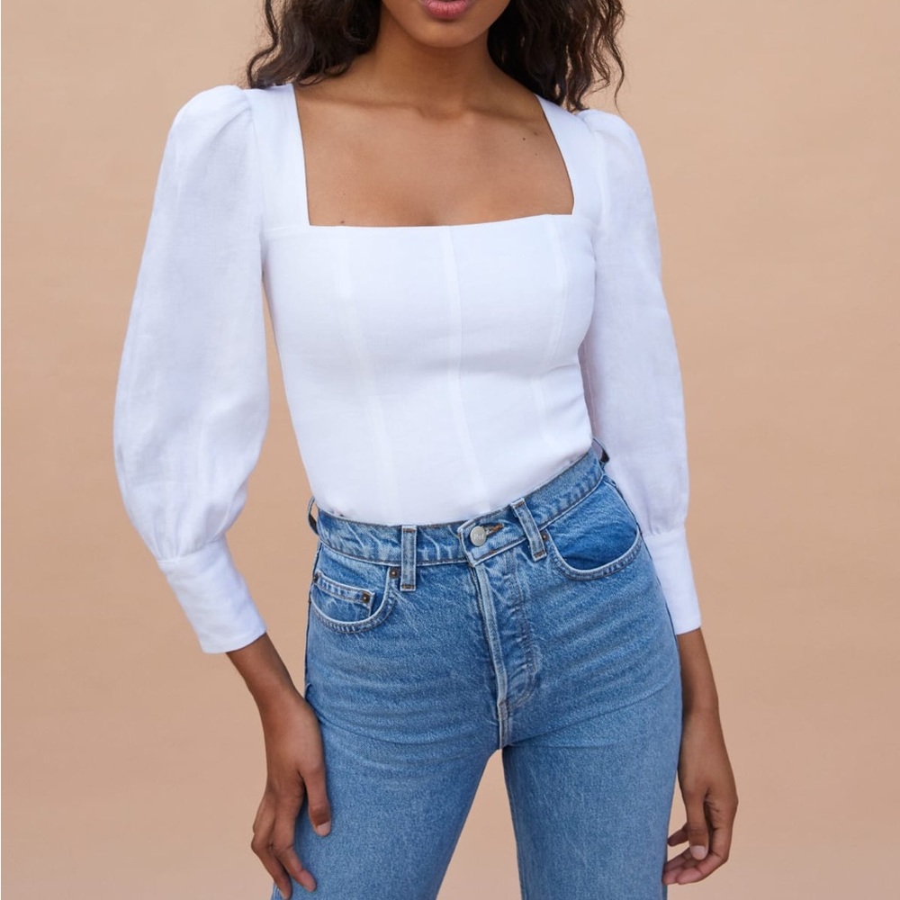 Reformation White Linen Top- Size 0 NWT
